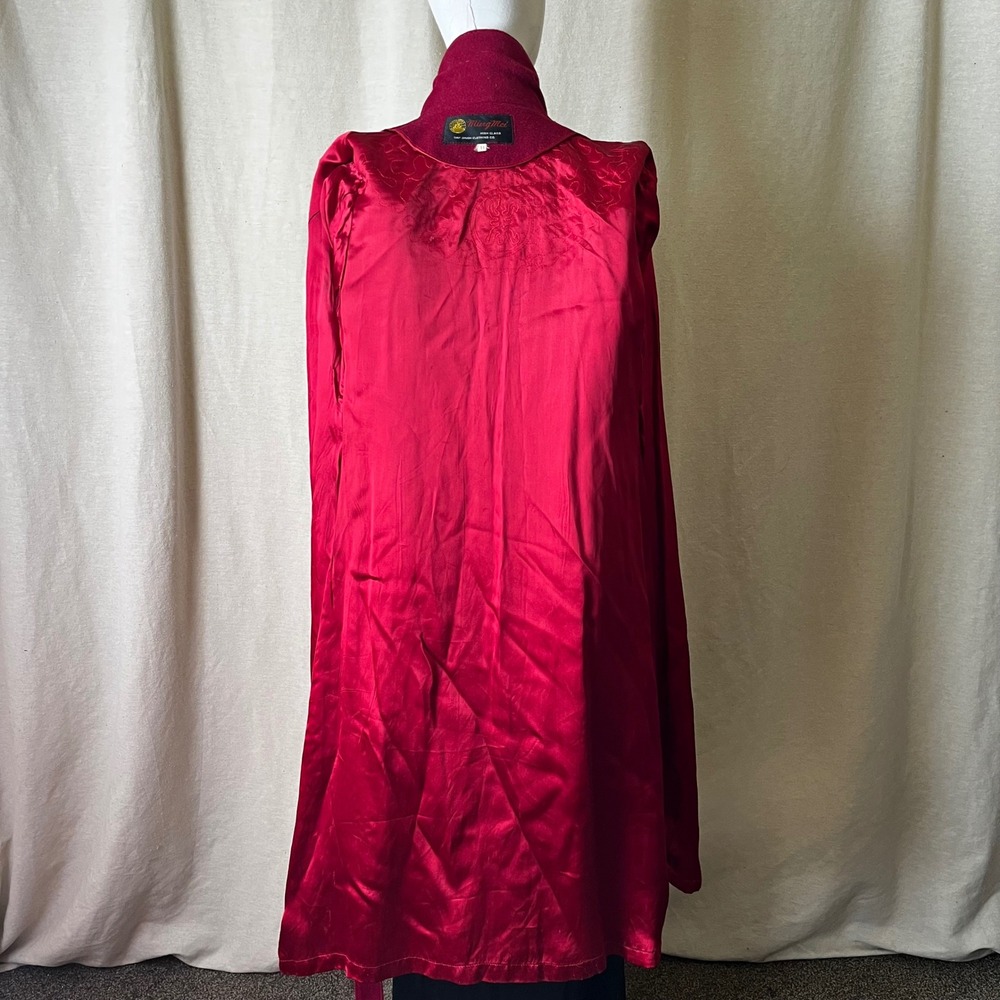Vintage Red Wool Belted Coat XS S Quilted Zip Out Lining - Picture 7 of 10